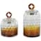 Glass Geometric Faceted Ombre Decorative Jars with Diamond Knobs, 2ct.